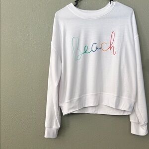 White Beach Crop Sweater Size Large